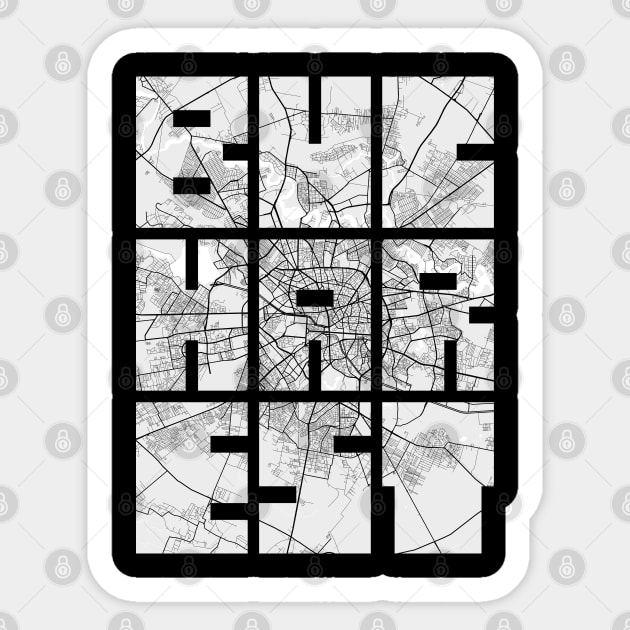 Bucharest, Romania City Map Typography - Light Sticker by deMAP Studio